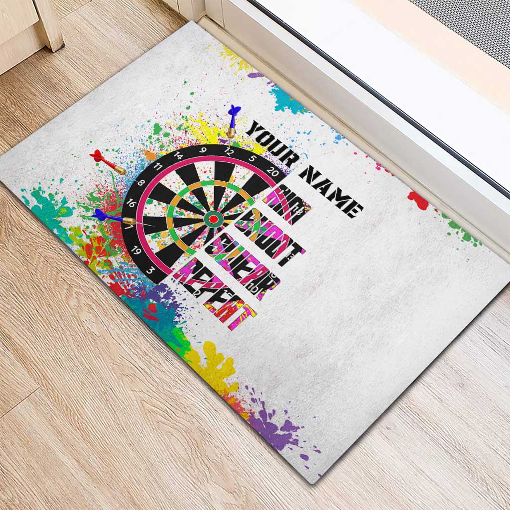 Colorful Dartboard and Splatter Paint Darts Rubber Doormat Personalized Motivational Quote - Wonder Print Shop