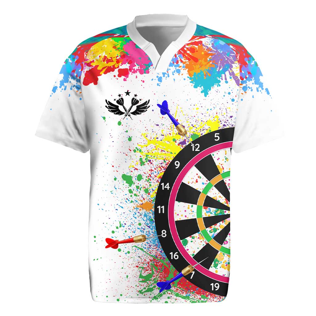 Colorful Dartboard and Splatter Paint Darts Rugby Jersey Personalized Motivational Quote - Wonder Print Shop