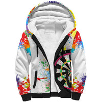 Colorful Dartboard and Splatter Paint Darts Sherpa Hoodie Personalized Motivational Quote - Wonder Print Shop