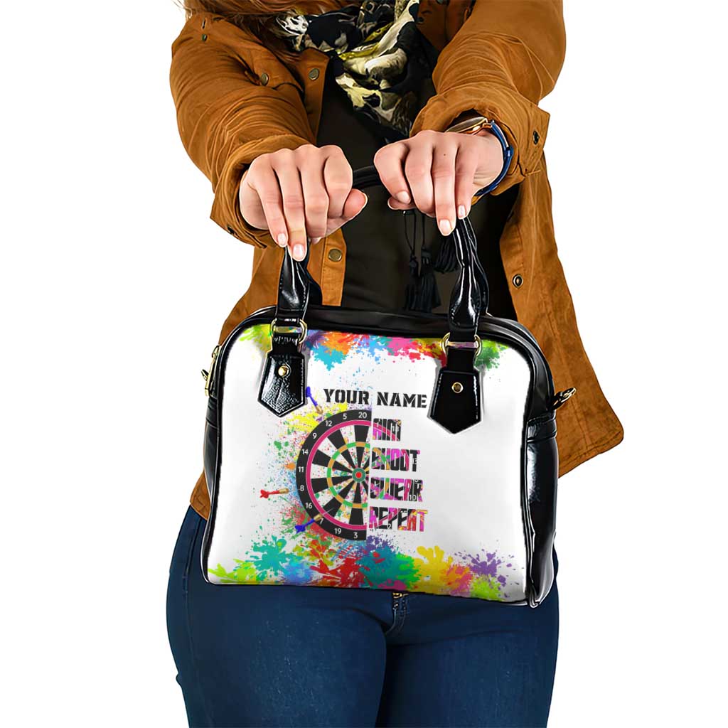 Colorful Dartboard and Splatter Paint Darts Shoulder Handbag Personalized Motivational Quote - Wonder Print Shop