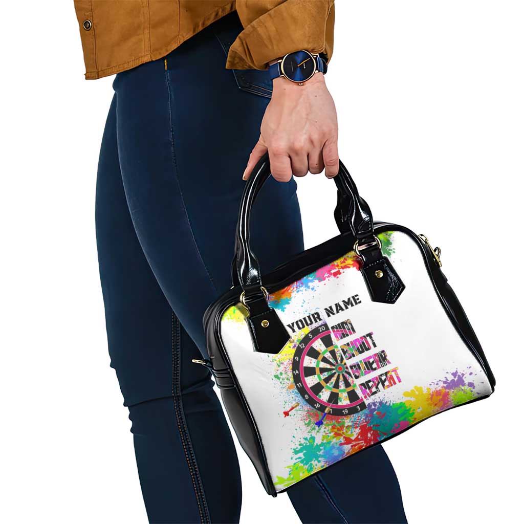 Colorful Dartboard and Splatter Paint Darts Shoulder Handbag Personalized Motivational Quote - Wonder Print Shop