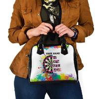 Colorful Dartboard and Splatter Paint Darts Shoulder Handbag Personalized Motivational Quote - Wonder Print Shop