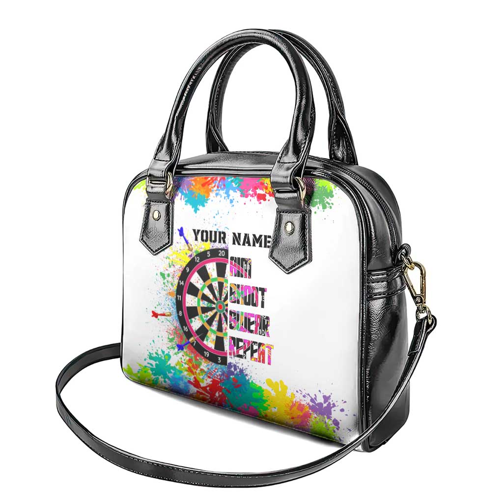 Colorful Dartboard and Splatter Paint Darts Shoulder Handbag Personalized Motivational Quote - Wonder Print Shop