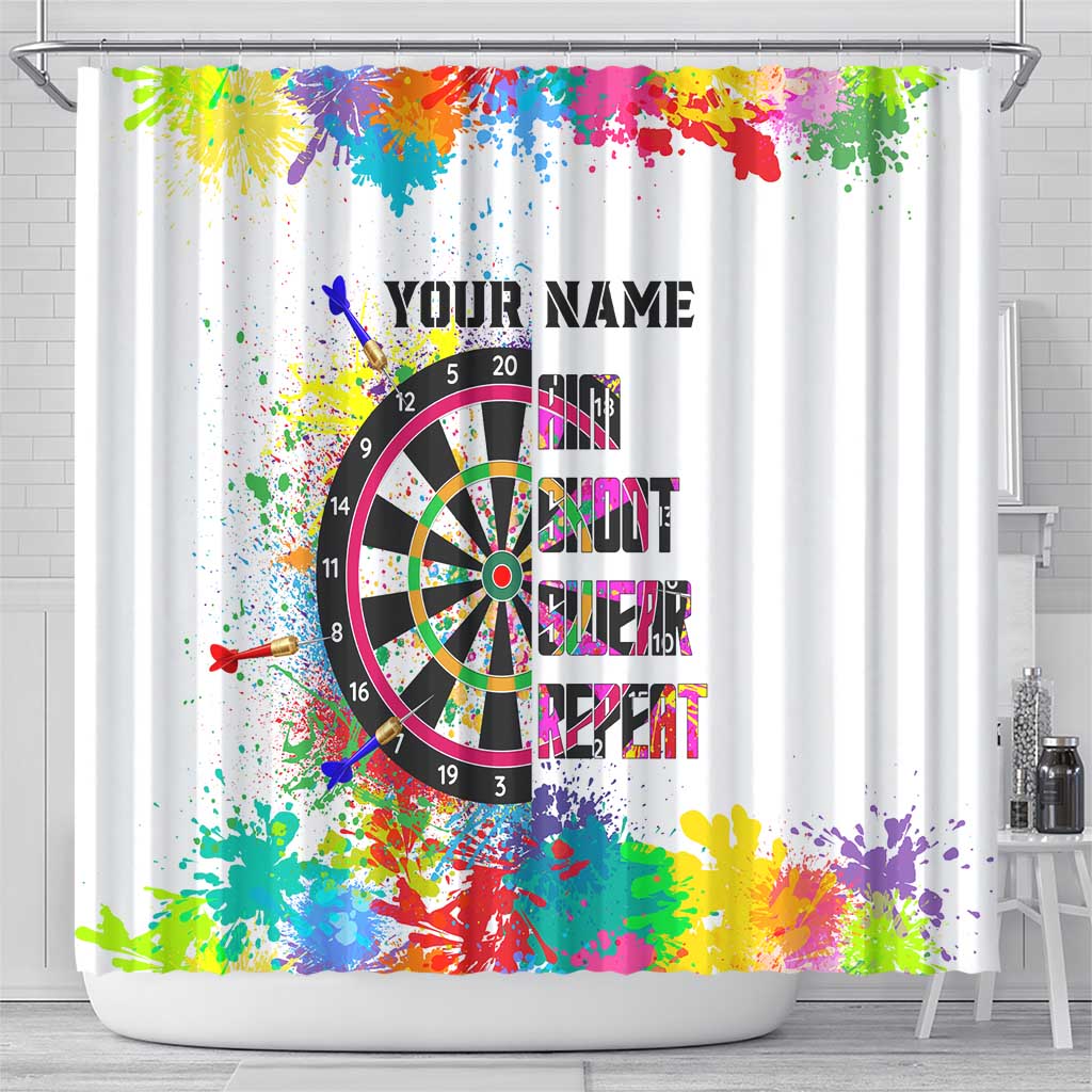 Colorful Dartboard and Splatter Paint Darts Shower Curtain Personalized Motivational Quote - Wonder Print Shop