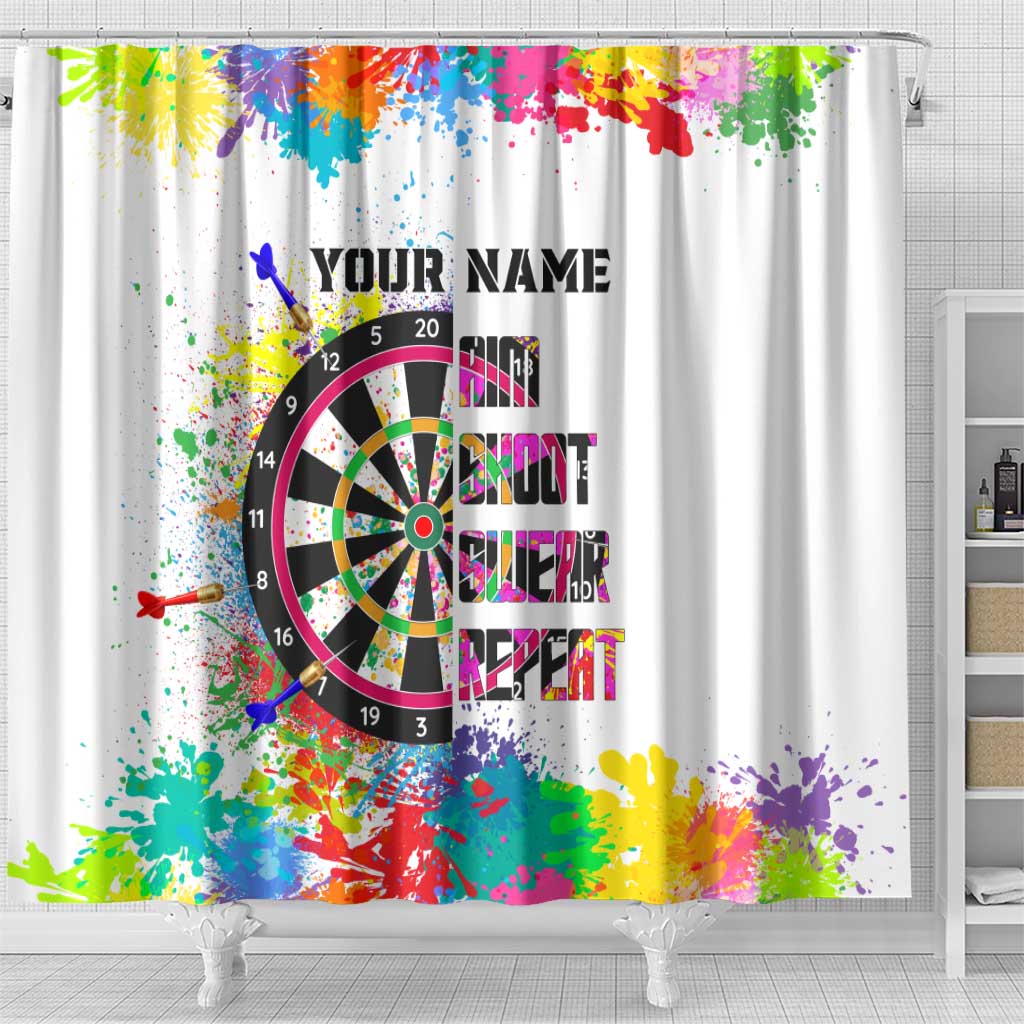 Colorful Dartboard and Splatter Paint Darts Shower Curtain Personalized Motivational Quote - Wonder Print Shop