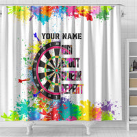 Colorful Dartboard and Splatter Paint Darts Shower Curtain Personalized Motivational Quote - Wonder Print Shop