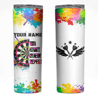 Colorful Dartboard and Splatter Paint Darts Skinny Tumbler Personalized Motivational Quote - Wonder Print Shop