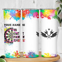 Colorful Dartboard and Splatter Paint Darts Skinny Tumbler Personalized Motivational Quote - Wonder Print Shop
