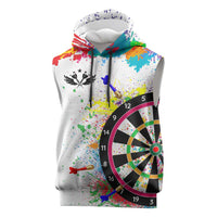 Colorful Dartboard and Splatter Paint Darts Sleeveless Hoodie Personalized Motivational Quote - Wonder Print Shop