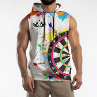 Colorful Dartboard and Splatter Paint Darts Sleeveless Hoodie Personalized Motivational Quote - Wonder Print Shop