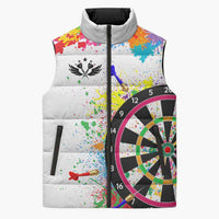 Colorful Dartboard and Splatter Paint Darts Sleeveless Puffer Jacket Personalized Motivational Quote - Wonder Print Shop