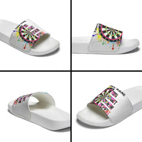 Colorful Dartboard and Splatter Paint Darts Slide Sandals Personalized Motivational Quote - Wonder Print Shop