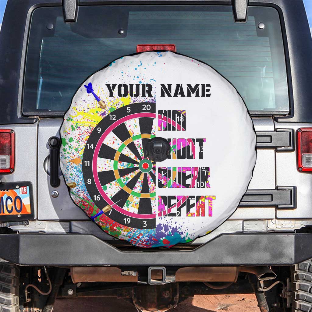 Colorful Dartboard and Splatter Paint Darts Spare Tire Cover Personalized Motivational Quote - Wonder Print Shop