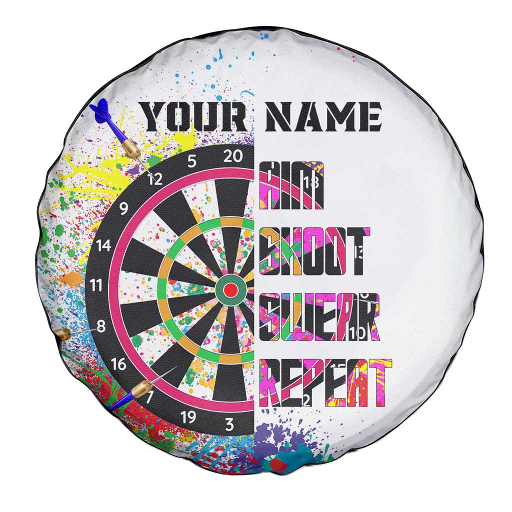 Colorful Dartboard and Splatter Paint Darts Spare Tire Cover Personalized Motivational Quote - Wonder Print Shop