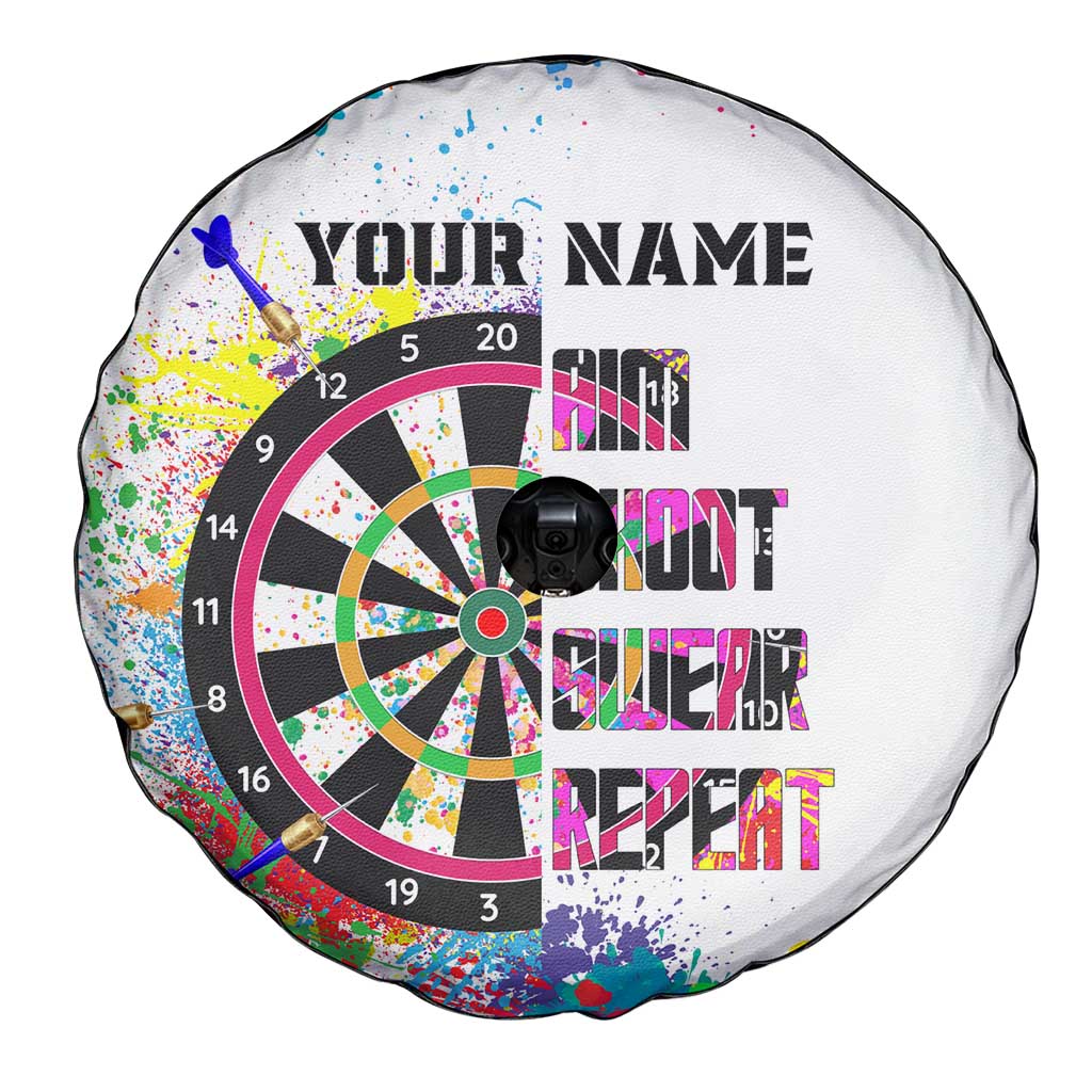 Colorful Dartboard and Splatter Paint Darts Spare Tire Cover Personalized Motivational Quote - Wonder Print Shop