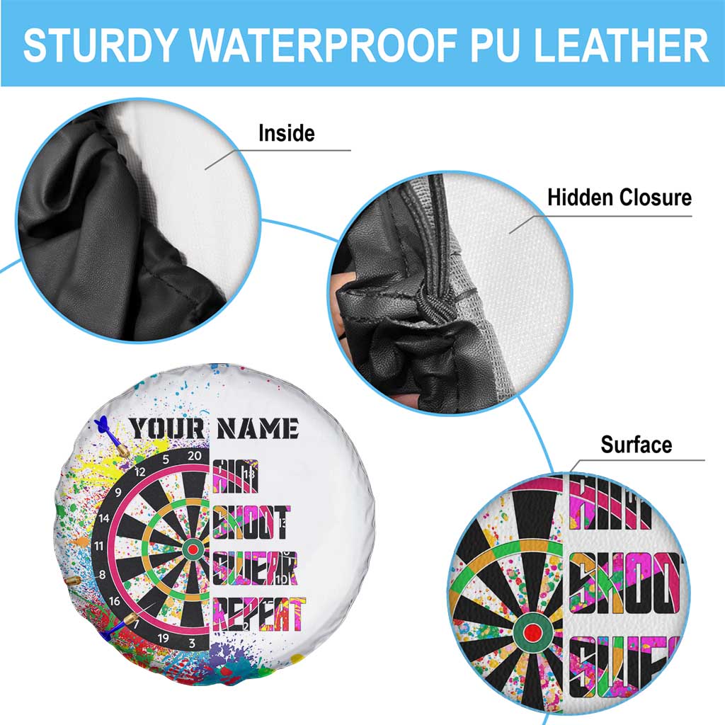 Colorful Dartboard and Splatter Paint Darts Spare Tire Cover Personalized Motivational Quote - Wonder Print Shop