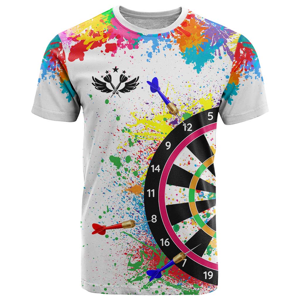 Colorful Dartboard and Splatter Paint Darts T Shirt Personalized Motivational Quote - Wonder Print Shop
