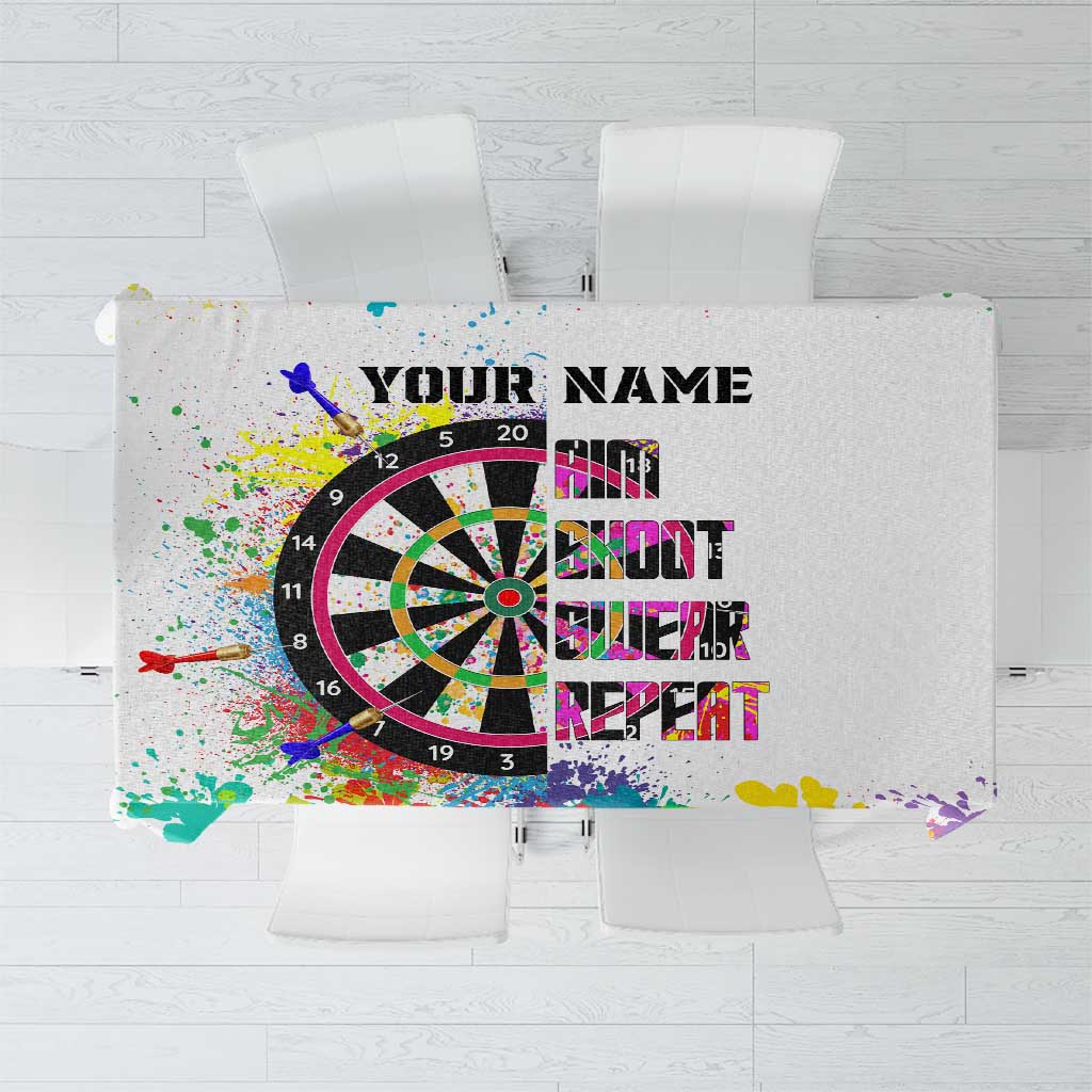 Colorful Dartboard and Splatter Paint Darts Tablecloth Personalized Motivational Quote - Wonder Print Shop