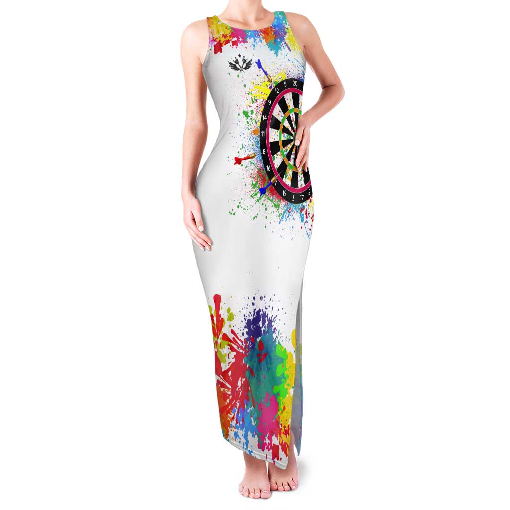 Colorful Dartboard and Splatter Paint Darts Tank Maxi Dress Personalized Motivational Quote - Wonder Print Shop