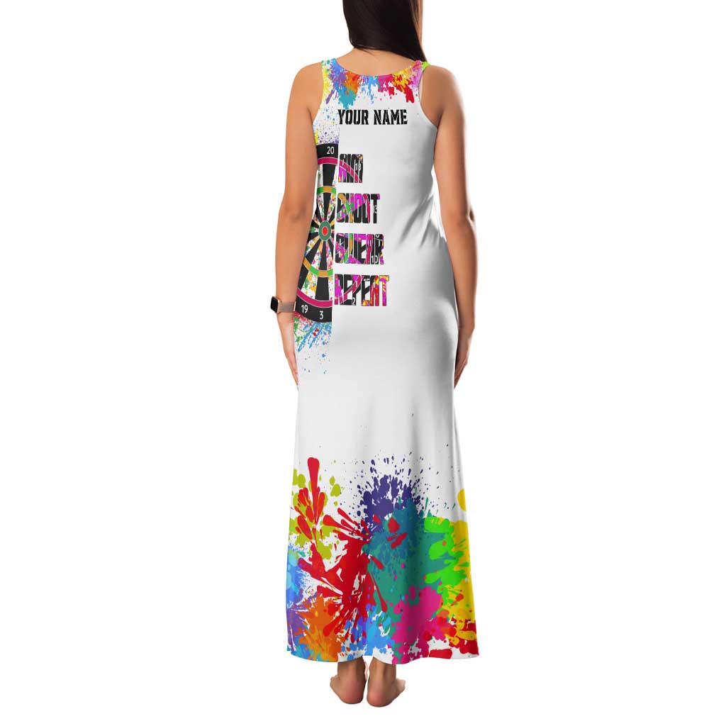 Colorful Dartboard and Splatter Paint Darts Tank Maxi Dress Personalized Motivational Quote - Wonder Print Shop