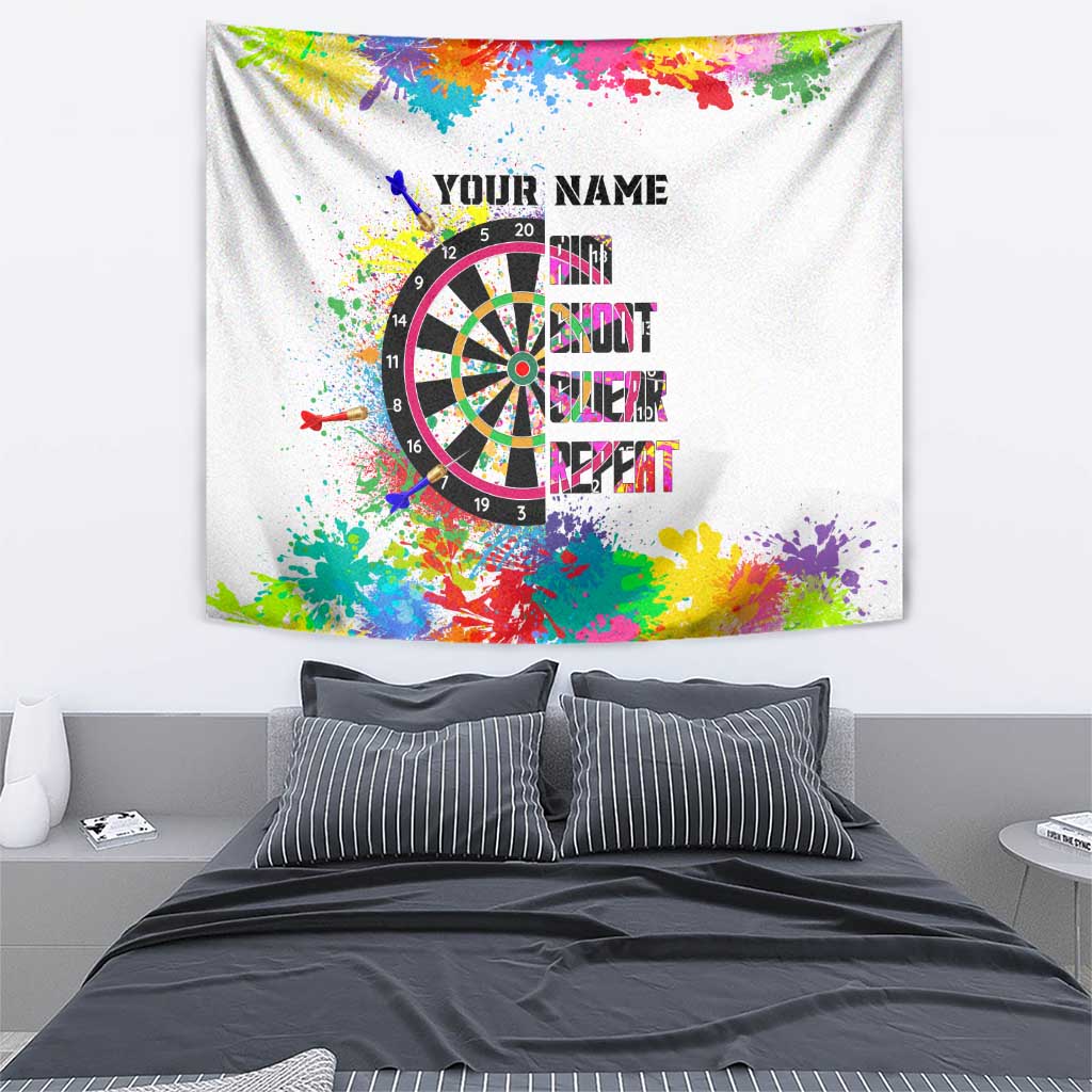 Colorful Dartboard and Splatter Paint Darts Tapestry Personalized Motivational Quote - Wonder Print Shop