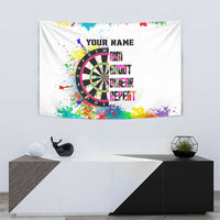 Colorful Dartboard and Splatter Paint Darts Tapestry Personalized Motivational Quote - Wonder Print Shop