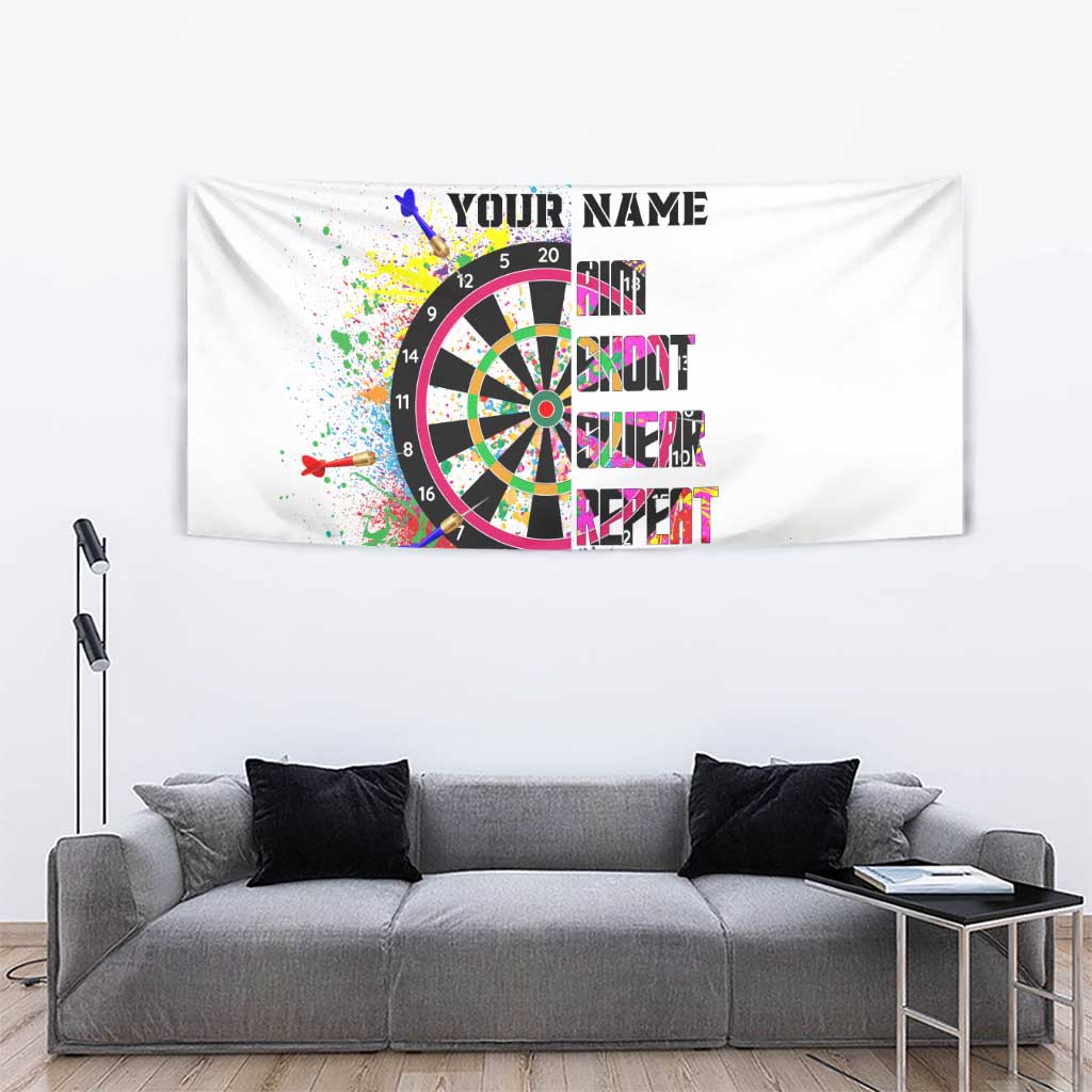 Colorful Dartboard and Splatter Paint Darts Tapestry Personalized Motivational Quote - Wonder Print Shop
