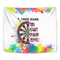 Colorful Dartboard and Splatter Paint Darts Tapestry Personalized Motivational Quote - Wonder Print Shop