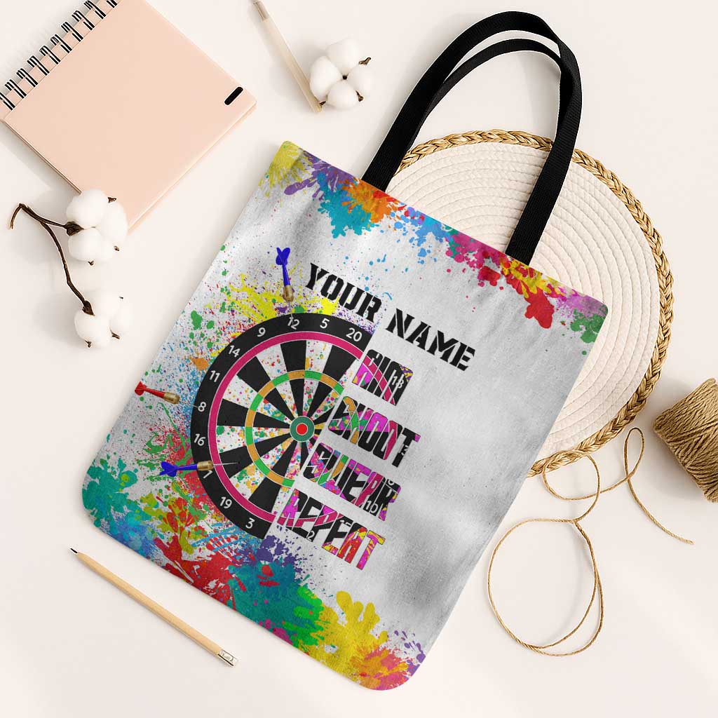 Colorful Dartboard and Splatter Paint Darts Tote Bag Personalized Motivational Quote - Wonder Print Shop