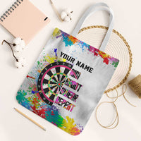 Colorful Dartboard and Splatter Paint Darts Tote Bag Personalized Motivational Quote - Wonder Print Shop