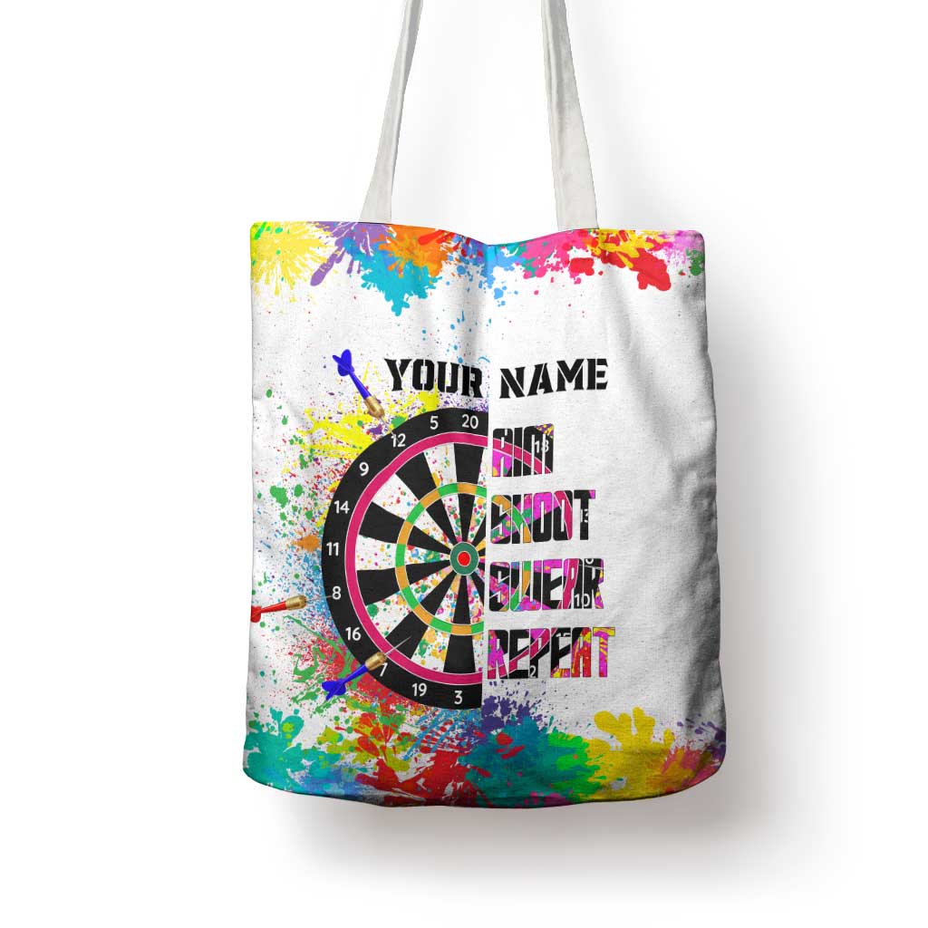 Colorful Dartboard and Splatter Paint Darts Tote Bag Personalized Motivational Quote - Wonder Print Shop