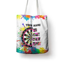 Colorful Dartboard and Splatter Paint Darts Tote Bag Personalized Motivational Quote - Wonder Print Shop