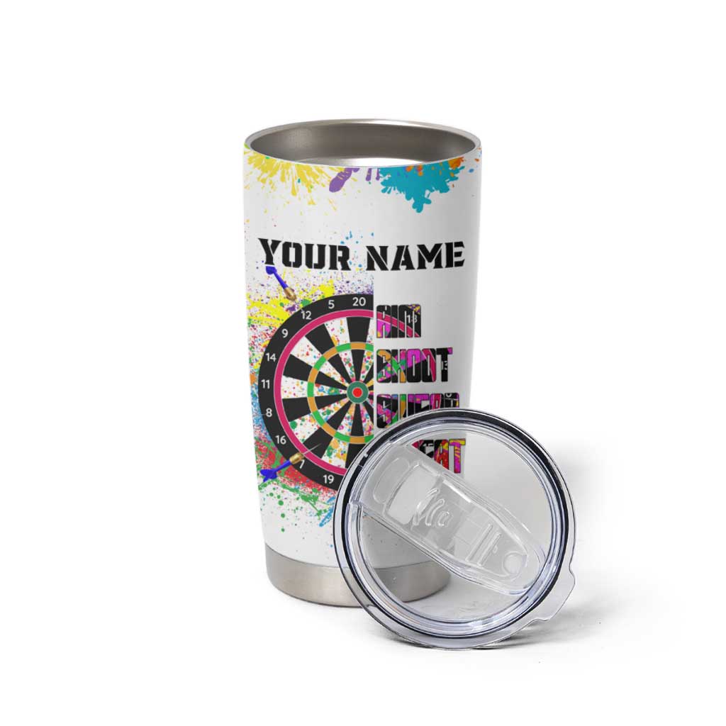 Colorful Dartboard and Splatter Paint Darts Tumbler Cup Personalized Motivational Quote - Wonder Print Shop