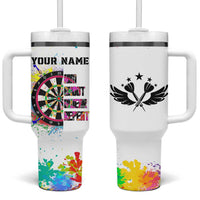 Colorful Dartboard and Splatter Paint Darts Tumbler With Handle Personalized Motivational Quote - Wonder Print Shop
