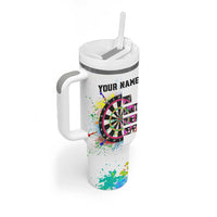 Colorful Dartboard and Splatter Paint Darts Tumbler With Handle Personalized Motivational Quote - Wonder Print Shop