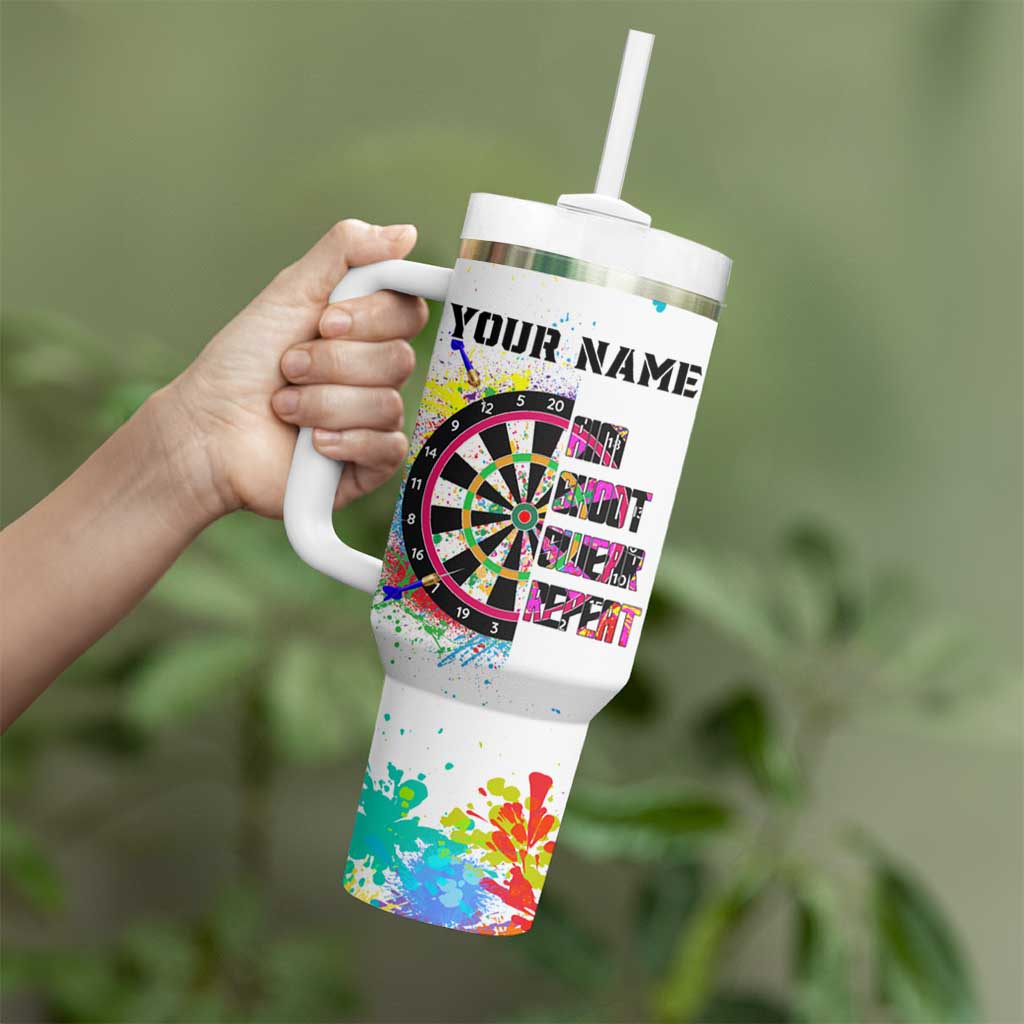 Colorful Dartboard and Splatter Paint Darts Tumbler With Handle Personalized Motivational Quote - Wonder Print Shop