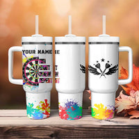Colorful Dartboard and Splatter Paint Darts Tumbler With Handle Personalized Motivational Quote - Wonder Print Shop
