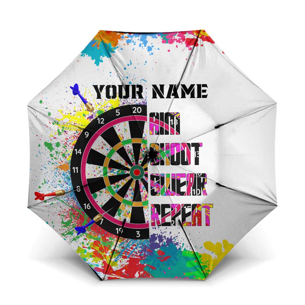 Colorful Dartboard and Splatter Paint Darts Umbrella Personalized Motivational Quote - Wonder Print Shop