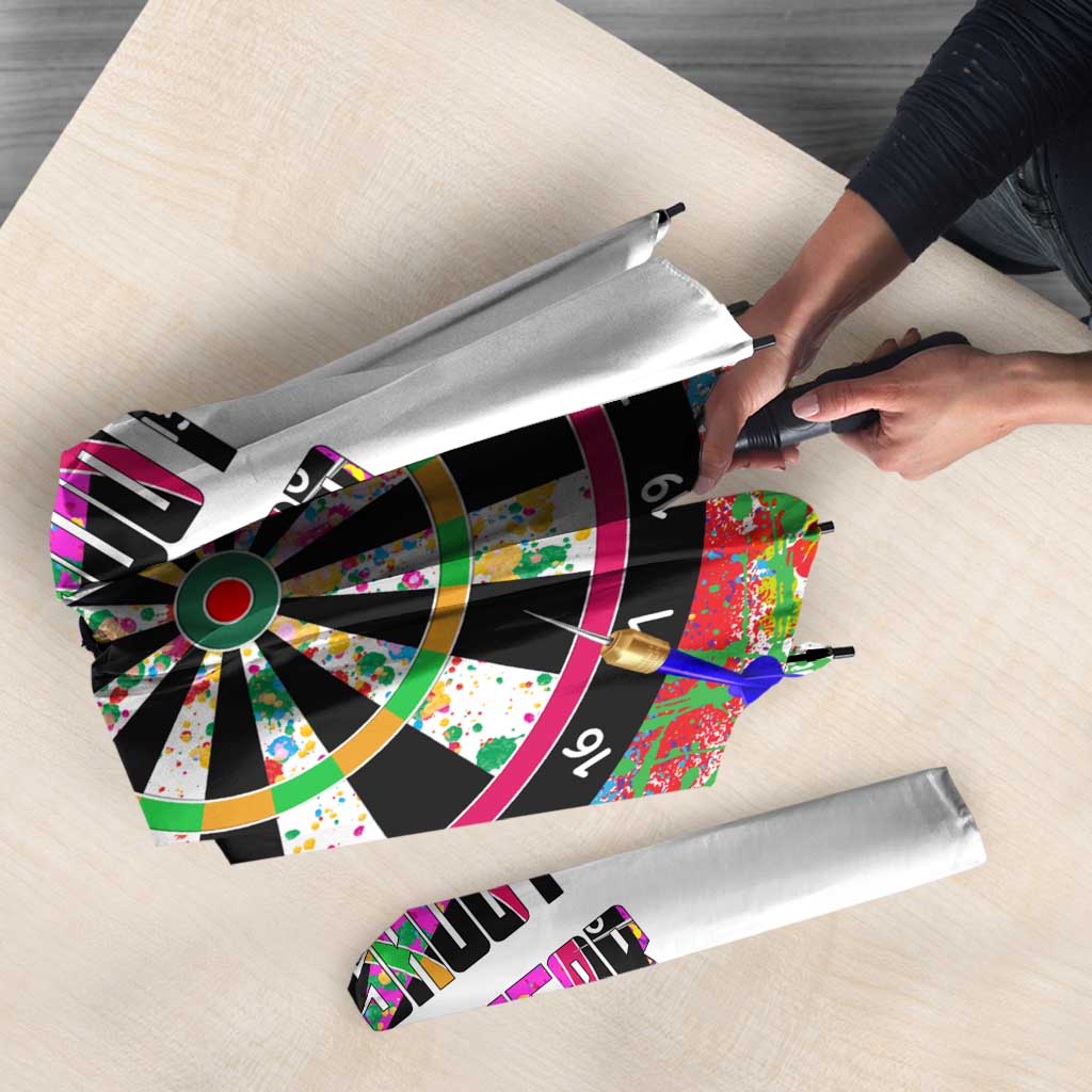Colorful Dartboard and Splatter Paint Darts Umbrella Personalized Motivational Quote - Wonder Print Shop
