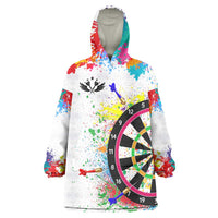 Colorful Dartboard and Splatter Paint Darts Wearable Blanket Hoodie Personalized Motivational Quote - Wonder Print Shop