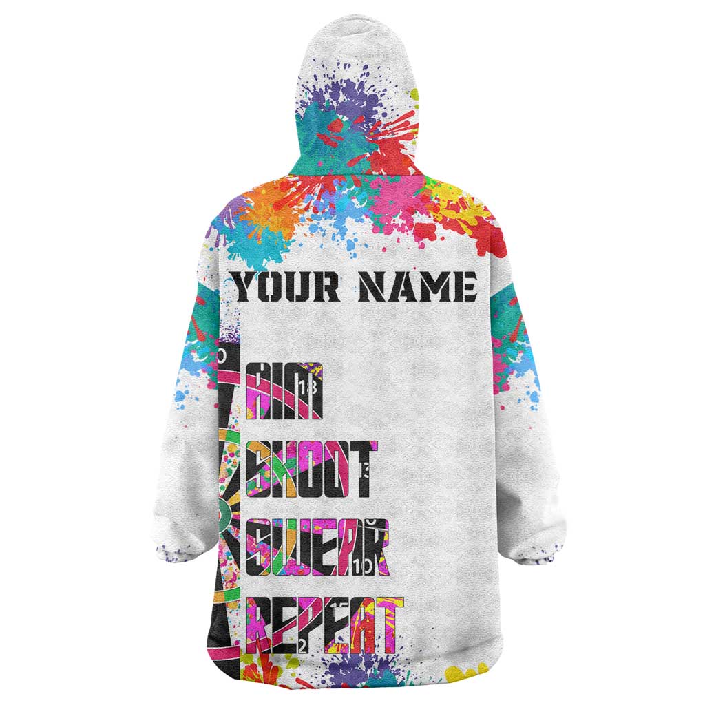 Colorful Dartboard and Splatter Paint Darts Wearable Blanket Hoodie Personalized Motivational Quote - Wonder Print Shop