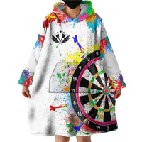 Colorful Dartboard and Splatter Paint Darts Wearable Blanket Hoodie Personalized Motivational Quote - Wonder Print Shop
