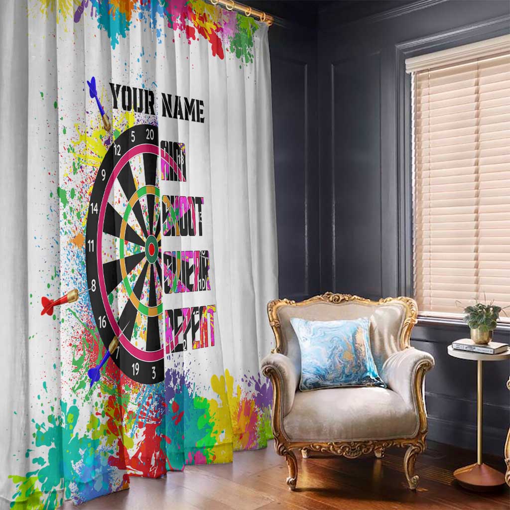 Colorful Dartboard and Splatter Paint Darts Window Curtain Personalized Motivational Quote - Wonder Print Shop