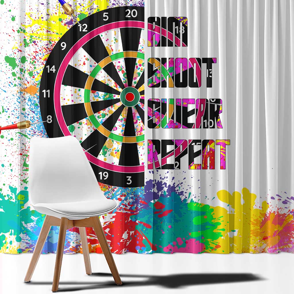 Colorful Dartboard and Splatter Paint Darts Window Curtain Personalized Motivational Quote - Wonder Print Shop