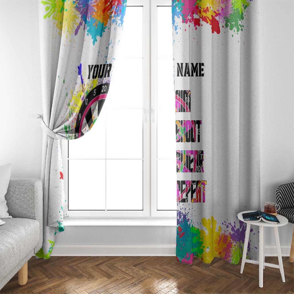Colorful Dartboard and Splatter Paint Darts Window Curtain Personalized Motivational Quote - Wonder Print Shop