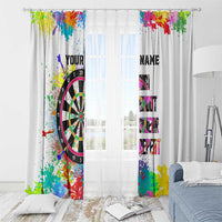 Colorful Dartboard and Splatter Paint Darts Window Curtain Personalized Motivational Quote - Wonder Print Shop