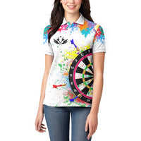 Colorful Dartboard and Splatter Paint Darts Women Polo Shirt Personalized Motivational Quote - Wonder Print Shop