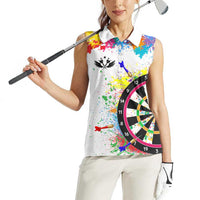 Colorful Dartboard and Splatter Paint Darts Women Sleeveless Polo Shirt Personalized Motivational Quote - Wonder Print Shop