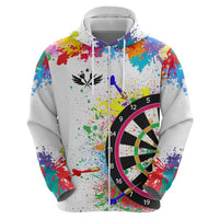 Colorful Dartboard and Splatter Paint Darts Zip Hoodie Personalized Motivational Quote - Wonder Print Shop