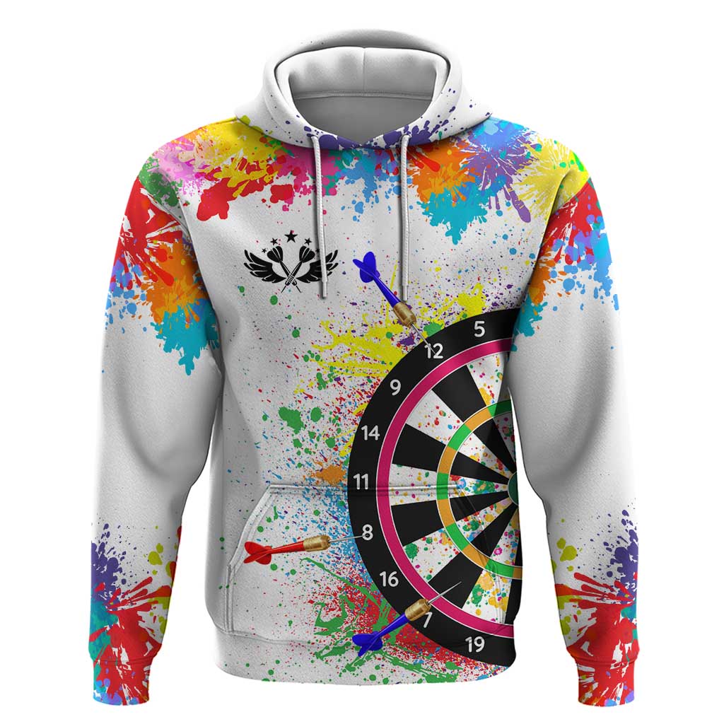 Colorful Dartboard and Splatter Paint Darts Zip Hoodie Personalized Motivational Quote - Wonder Print Shop